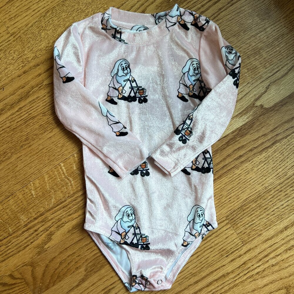 NWT Caroline Bosmans Face the Future Velvet Bodysuit Pink Size 2